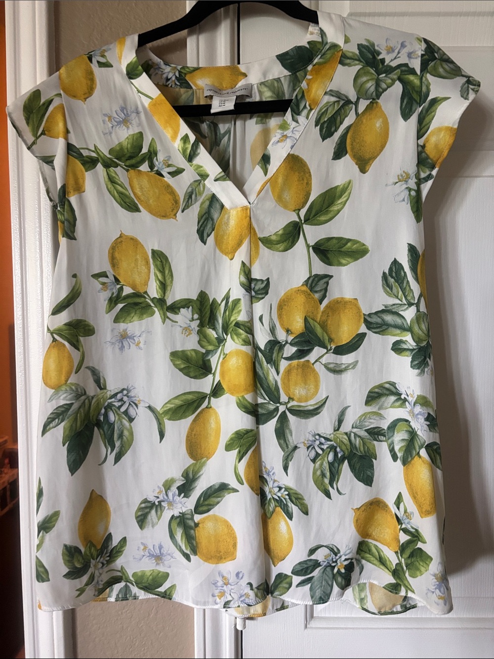 cupcakes & cashmere White Lemon-Print V-Neck Blouse - Picture 5 of 6